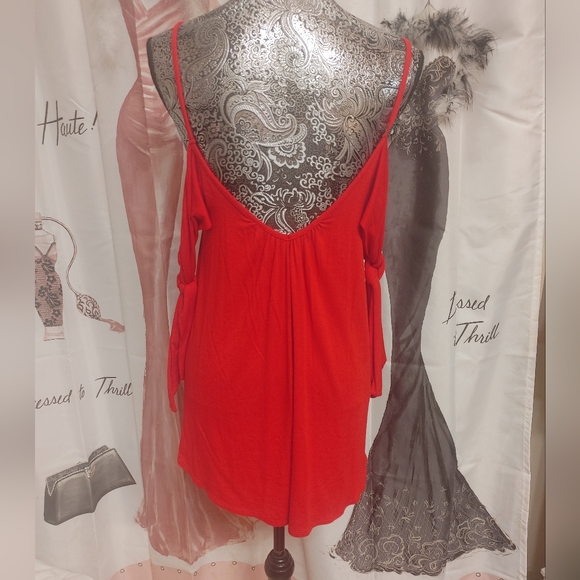 Lipstick Red We The Free Size Small Believe Me Cold Shoulder Tank Top - Picture 5 of 9